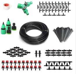 2-in-1 Spray Drop Irrigation 40m Hose Automatic Drip Irrigation Kit for Garden Flowerbed Plants TB Sale