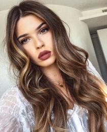 free shipping charming beautiful new Hot sell Fashion Women Curly Hair Full Wig Synthetic Natural Long Wavy Ombre Blonde Wig