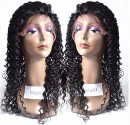 New Arrive Human Virgin Remy Brazilian Hair Lace Front Curly Wigs Natural Black Color Soft Baby Hair