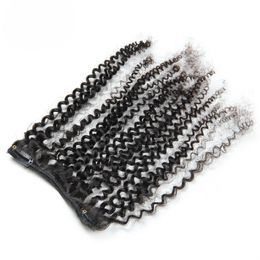 Afro Kinky Curly Clip In Human Hair Extensions 8pcs double strong weft 100g clip in natural curly brazilian hair extensions