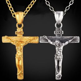 10Pcs Antique Silver Jesus Christ Cross Crucifix charms Pendants Necklace For Men & Ms Jewelry Fashion Accessories