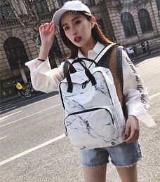 DHL 10PCS Marble printed high capacity backpack neutral school backpack notebook electronic head fashion bag leisure canvas travel bag