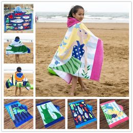 Cotton Mermaid Shark Pattern Beach Towel Baby Children Hooded Bath Towel Baby Boys Girls Cartoon Bath Soft Towel for Baby c656