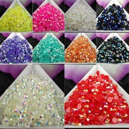 5000 unids / bolsa SS16 4mm 10 Color Jelly AB Resina Rhinestones Cristalinos Flatback Super Glitter Nail Art Strass Decoración de la boda Beads Non Hotfix