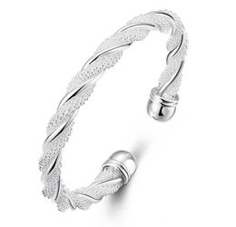 Open Sterling Silver Bangle Crystal Bridal Bracelet Girl Wire Female Bracelets Wholesale Bangles Jewellery
