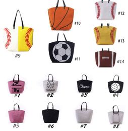 16 Styles Canvas Baseball Tote Sports Bags Casual Softball Football Basketball Soccer Cotton Cosmetic Bag 20