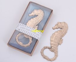 50pcs/lot Fast shipping Gold Hippocampal Beer Bottle Openers For Wedding Party gift Favours BAR Tools