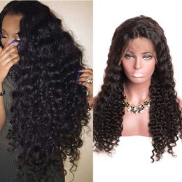 Lace Front Human Hair Wigs With Baby Hair Deep Curly Brazilian Virgin Hair Pre-plucked Natural Hairline Lace Front Wigs For Black Women