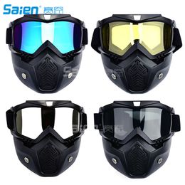 -Occhiali da moto Goggles maschera staccabile, stile Harley Protect Piewding Casco Occhiali da sole, Guida per moto UV Moto