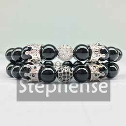 CZ0038 On Sale 2018 Queen Crown Bracelet Natural Black Onyx Bracelet High Quality Energy Bracelet Best Wedding Gift Jewelry