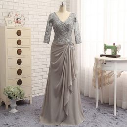 setwell grey lace mother of the bride dresses v neck sheath mother of the groom gowns 1/2 sleeves wedding guest dress