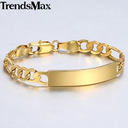 Trendsmax Baby's Bracelet Gold Filled Figaro Chain Smooth Bangle Link ID Bracelet For Baby Child Boys Girls 5mm 11.5cm KGBM100