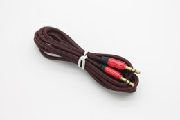 Dual Male AUX Audio Cable 1.8m/6ft 3.5mm Gold-plated Connectors Braided Fabric Cord by DHL 200+