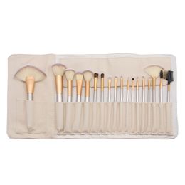 18pcs/set Professional Makeup Brushes Champagne Gold Wood Handle Luxury Face Foundation Concealer Brush Cosmetic Pincel maquiagem Tools