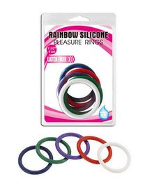 Rainbow Rubber Penis Rings Colourful Cock Ring Silicone Penis Delay Ring Sex Products For Men 5pcs/pack free by DHL