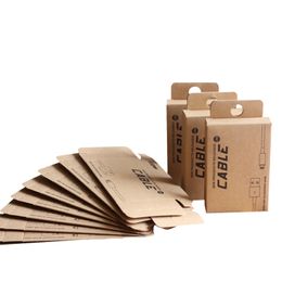 100 pcs Wholesale Custom Package Box for 1.5M USB Cable for iPhone Samsung Retail Kraft Paper Packaging Packing