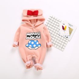 Neugeborenen Baby Mädchen Jungen Cartoon Strampler Overall Outfits Mode Baby Kostüm Winter Wolle Verdicken