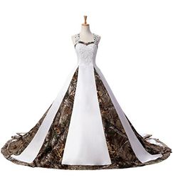 2021 In magazzino Abiti da sposa mimetici Perline Lace Up Camo Party Dress Abiti da sposa 2-16 Q02
