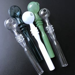 Straight Tube Pyrex Oil Burner Pipe Colorful Hand Spoon Pipes Smoking Accessories Tobacco Smoke Glass Pipes SW39