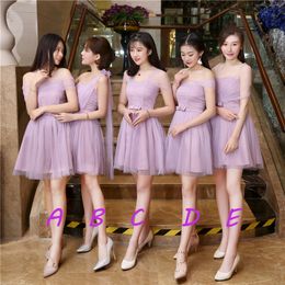 Lavender Convertible Short Bridesmaid Dresses Sexy Mixed Styles Dresses For Maid of Honour Custom Made Evening Gowns Mini Prom Party Dress