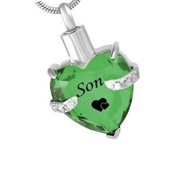 Fashion Jewellery son Heart stainless steel Cremation Urn Necklace for Ashes Urn Jewellery Memorial Pendant with Fill Kit