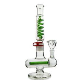 Build A Bong Glass Bongs with Condenser Coil Freezable Diffused Downstem Dab Rig Inline Perc Blue Green Water Pipe With Giass Bowl ILL06-07