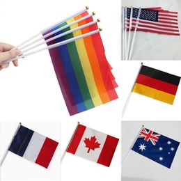 2022 weltflaggendekoration 14 * 21 cm Regenbogen Flags 12 Design Nationalflagge Für Welt Polyester Hand Waving Flags Banner Dekoration WX9-652