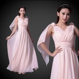 V-Neck Long Formal Dresses A-Line Dress Floor-Length With Ruffles Summer Beach Prom Party Dresses With Hand Made Flowers