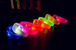 Led Flashing silicone Bracelet Light Up Bangle Wristband Strap Band Night Club Activity Party Bar Disco Christmas Gift FAST SHIP