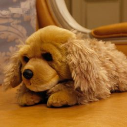 lovely soft simulation animal Cocker Spaniel plush toy mini pet animals dogs doll baby gift decoration 35x12x14cm DY50137