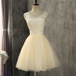 2018 Cheap Sexy Appliques Mini Party Homecoming Dress With Sequins Beading Lace Up For Girls Juniors Graduation Party Prom Formal Gown BH05