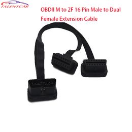 Top Quality tool 16pin obd M to 2F extension cable OBDII Y Cables Male To Dual Female