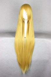 On Sale Cosplay Costume Wigs Long Straight Anime Show Party Hair Yellow Blonde