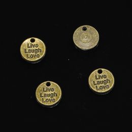 120pcs Zinc Alloy Charms Antique Bronze Plated plates live laugh love Charms for Jewellery Making DIY Handmade Pendants 12mm
