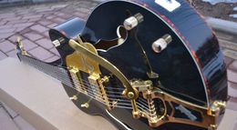 Rare Black Falcon G6120 Semi Hollow Body Jazz Electric Guitar Turtle Shell Body Binding, Double F Holes, Big Tremolo Bridge, Korean Tuners