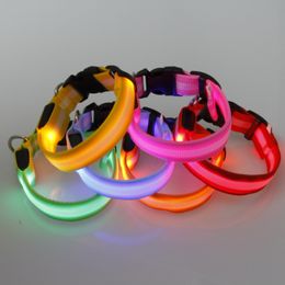 Gadget 2.5cm Nylon LED Safety Flashing Flash Luminous New Adjustable Dog Puppy Pet Cat Collar Necklace Collars DHL FEDEX EMS FREE SHIP