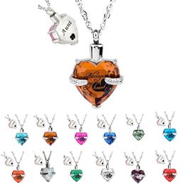 Aunt Glass Cremation Jewelry Always in My Heart Birthstone Pendant Urn Necklace Ashes Holder Keepsake