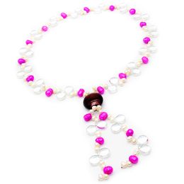The latest design freshwater pearl crystal necklace mixed color pearl necklace female charm fashion jewelry