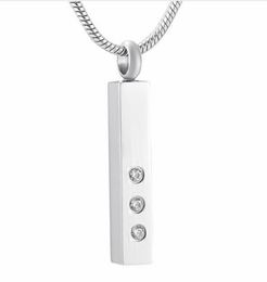 Fashion Jewellery Crystal Inlay Cube Shape Cremation Urn Necklace Memorial Jewellery for Ashes Stainless Steel Locket Pendant