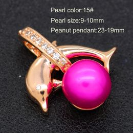 DIY 9-10mm #15 Colour Freshwater Pearl Necklace Copper Pendant Bracket (Pearl Colour has a variety of options)