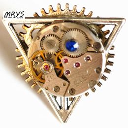 steampunk gothic punk hip hop rock mechanical watch part movement Deathly Hallows open one finger ring men women vintage jewelry