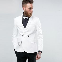 Brand New White Men Wedding Tuxedos High Quality Groom Tuxedos Peak Lapel Double-Breasted Men Blazer 2 Piece Suit(Jacket+Pants+Tie) 1387