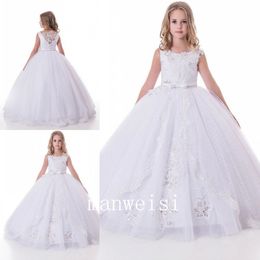 Arabic Flower Girl Dresses Applique Lace Ball Gown Child Wedding Dresses Vintage Little Girl Pageant Dresses
