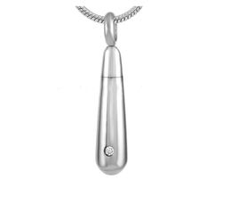 Silver Teardrop Birthstone Stainless Steel Cremation Urn Necklace Pendant with Fill Kit Ashes Holder Jewelry - Chain measures 50cm long