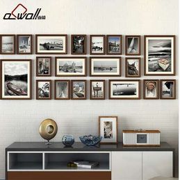 Wood Photo Frames Collage Picture Frame Photo Frames Wall Set European Frame for Pictures Porta Retrato Moldura 20 Pieces/set