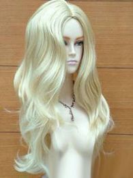 Hot Sell New Fashion Long Platinum Blonde Wavy Women's Lady's Hair Wig Wigs +Cap