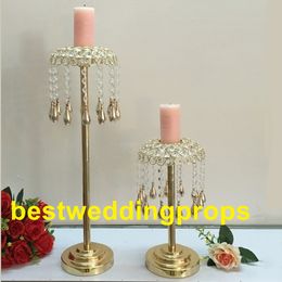 Tall new style Gold Exquisite Wedding Votive Tealight Crystal Candle Holder best00179