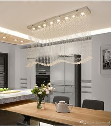 Luxury Modern Wave Crystal Chandeliers Lighting Rain Drop K9 Crystal Ceiling Lamp For Dining Room L39 4 W7 9 H39 4 Inch