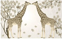 Custom Any Size Mural Wallpaper Love giraffe abstract tree tv background wall painting Extension Personality Wall Mural Wallpaper Painting