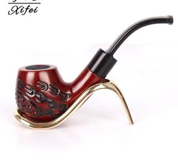 Red sandalwood pipe, acrylic cigarette holder, carved peach wood hand-made Philtre pipe.